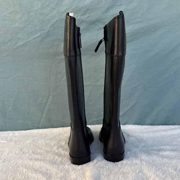 NWOT Tory Burch Double T Riding Black Leather Boots Women Sz 5 1/2M Knee Riding - Picture 4 of 8